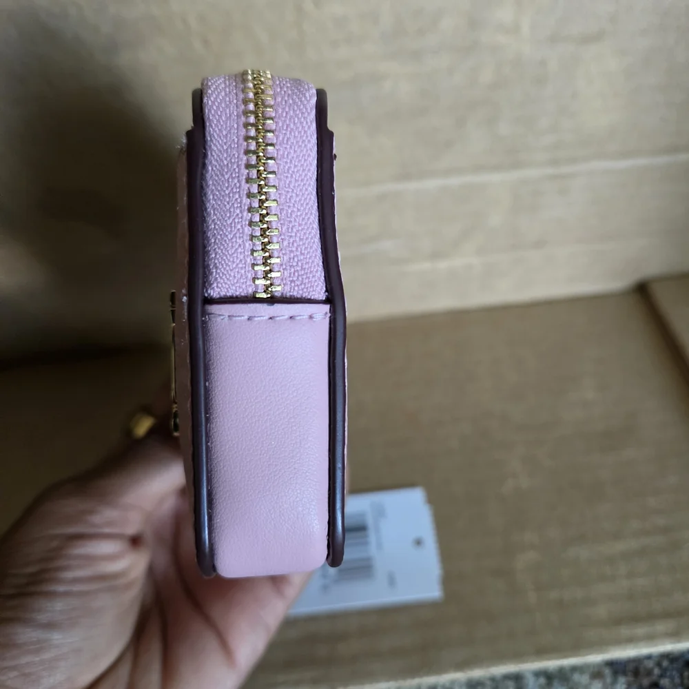 Coach Powder Pink Zip Card Case with Chain Wallet - Picture 3 of 8